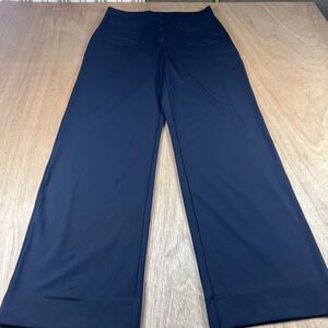 Halara Women’s Black Wide Leg Pants Size L Button Front Stretch Athleisure NWOT